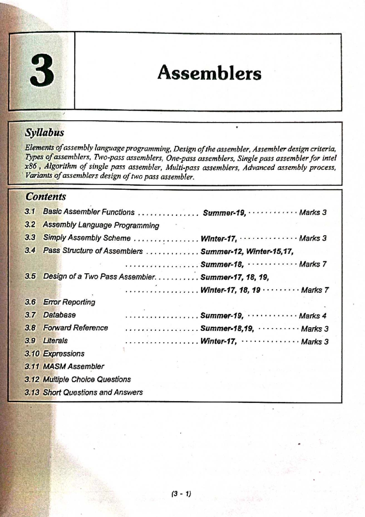 Ch3 Assembler: Elements, Design, and Two-Pass Techniques GTU - Studocu