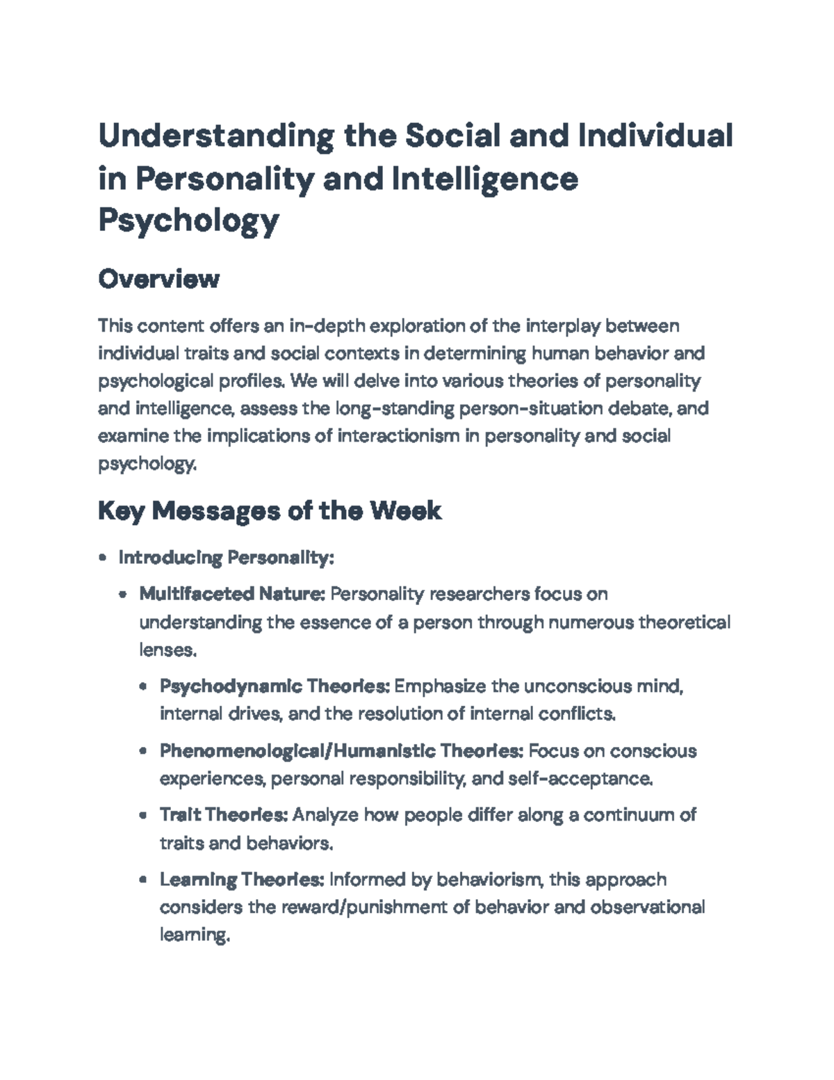 PSY 101: Exploring Personality and Social Contexts in Psychology - Studocu