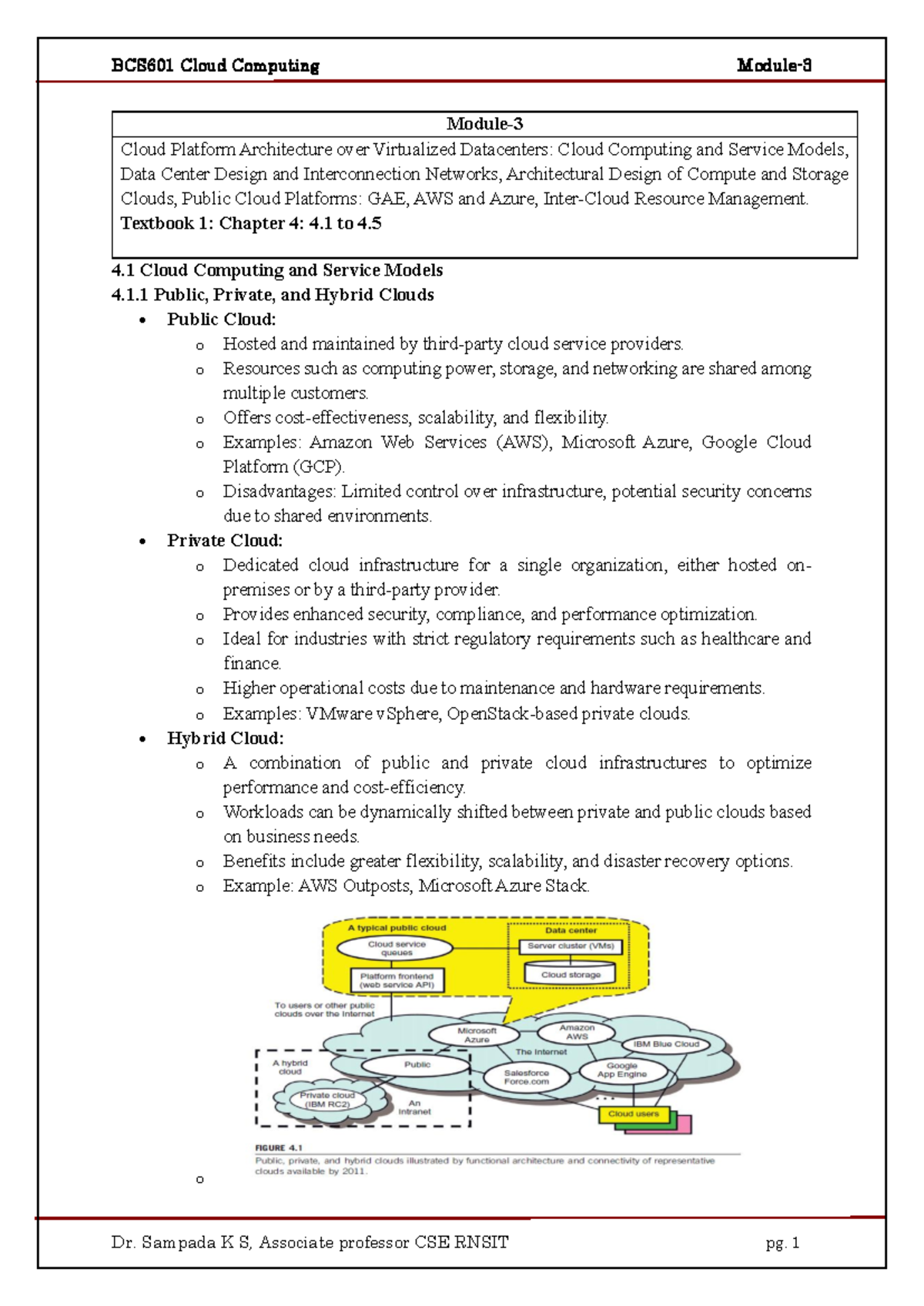 BCS601 Cloud Computing: Cloud Platform Architecture & Service Models ...
