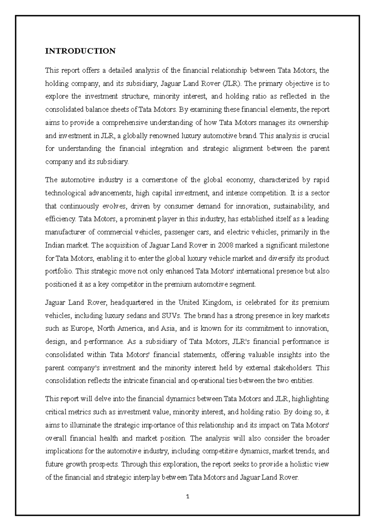 Tata Motors & Jaguar Land Rover: Financial Analysis & Strategic ...