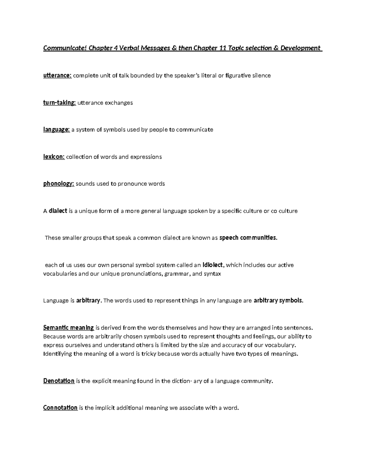 CPS Chapter 4 & 11: Verbal Messages and Topic Selection Insights - Studocu