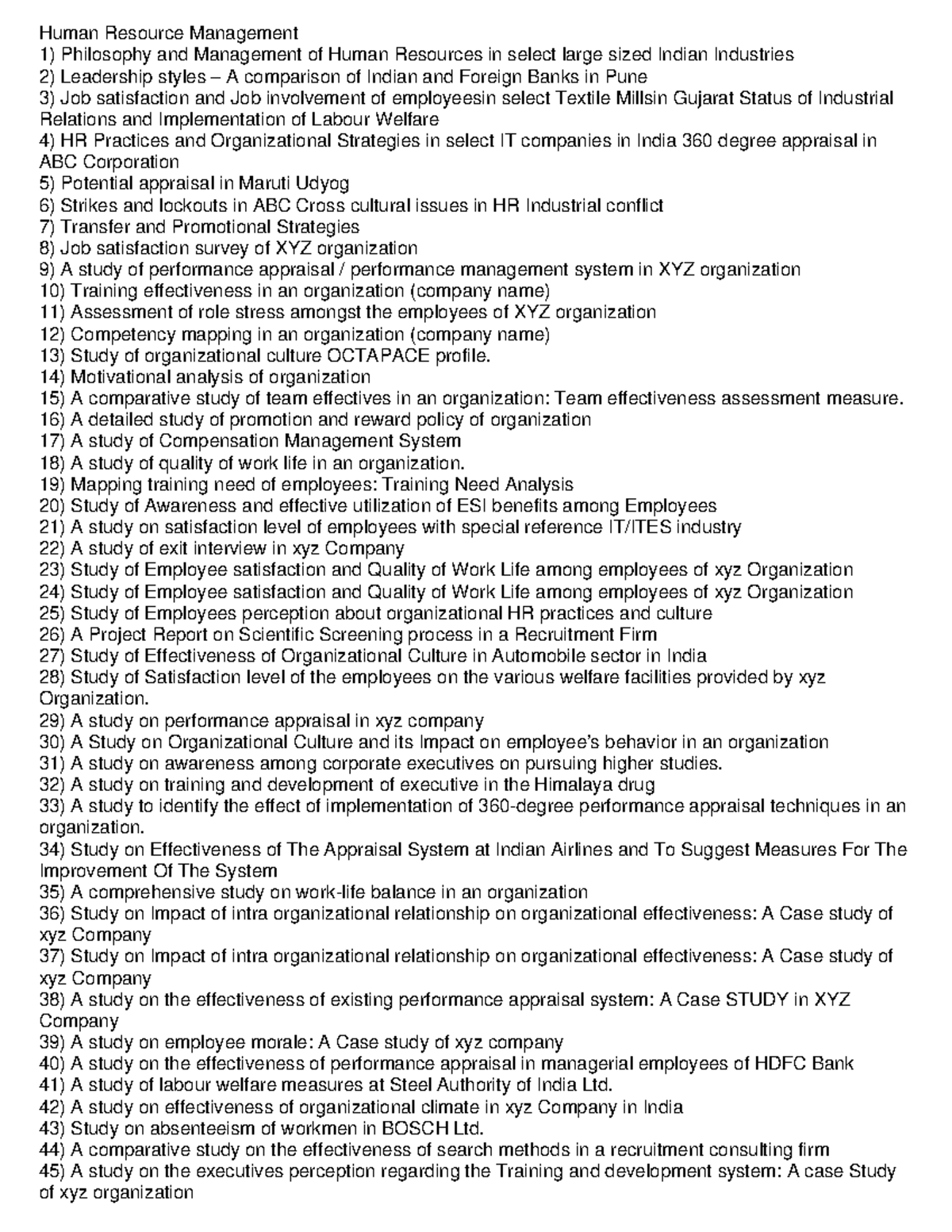 Comprehensive Study on Human Resource Management Practices in India ...