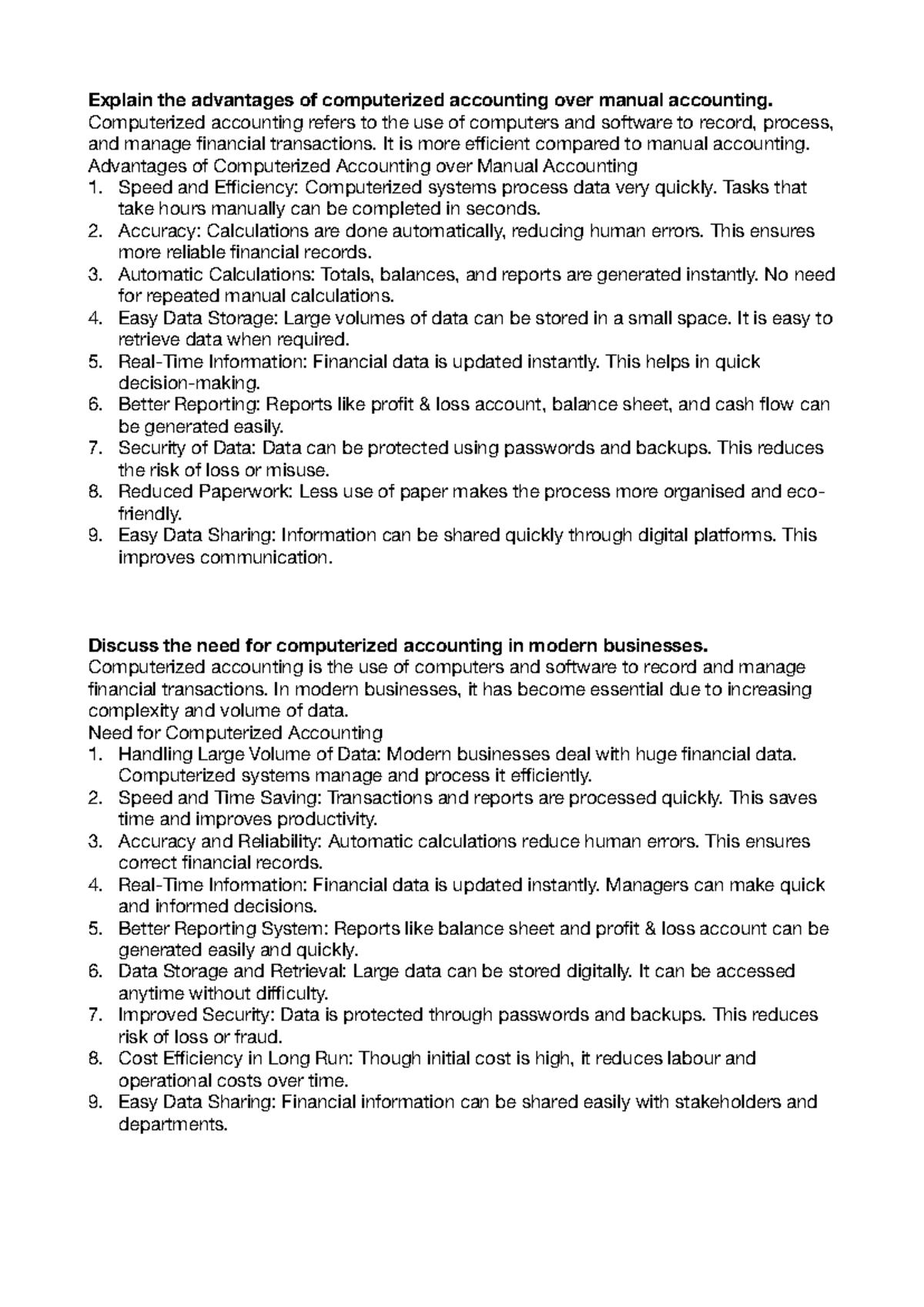 CA - Final Exam Notes on Computerized Accounting and Tally Features ...