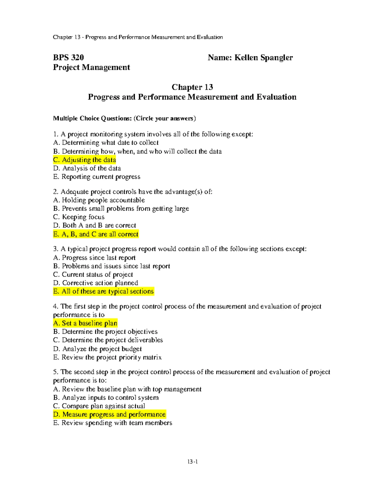 Ch6-مدمج - Project Network Development Quiz Answers - Studocu