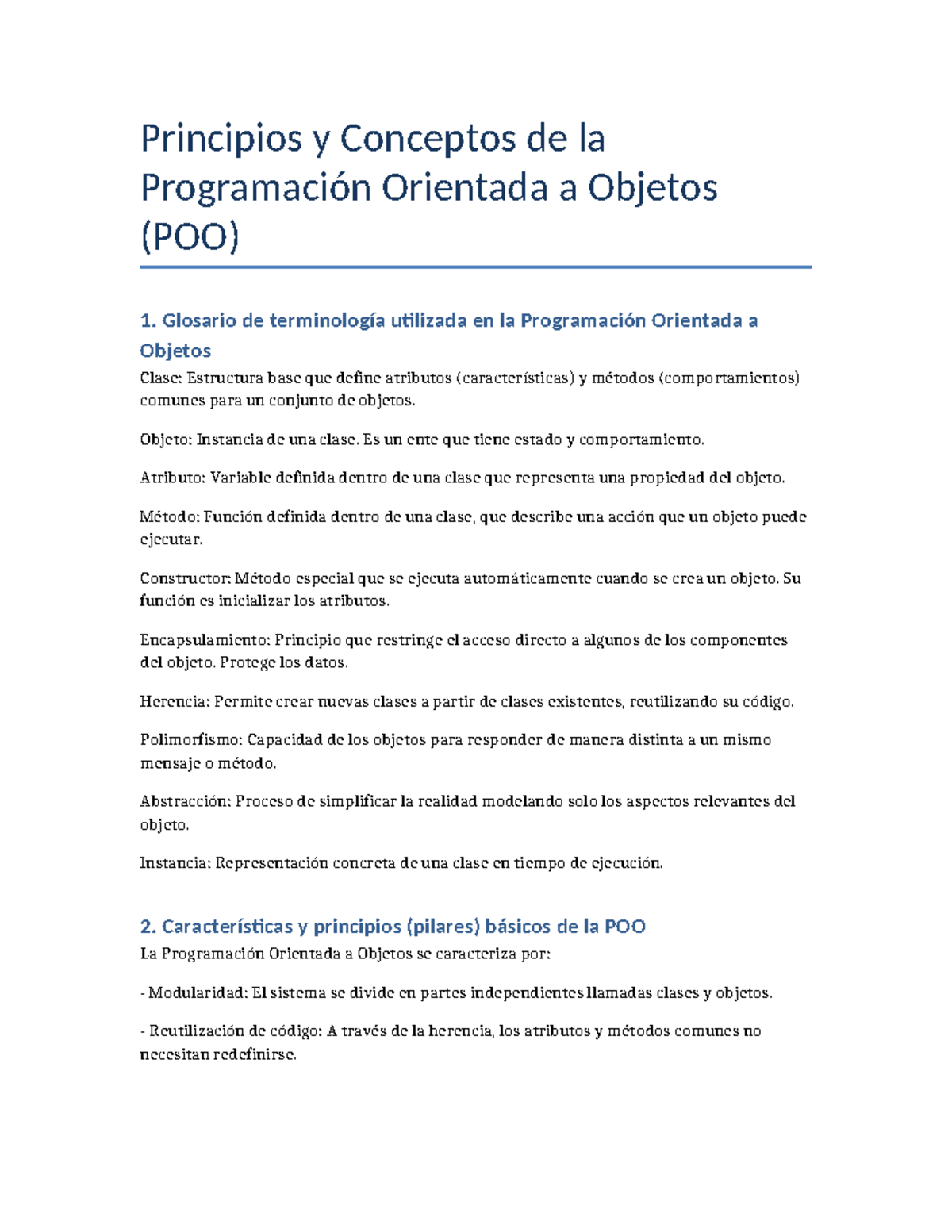 POO 1: Glosario y Principios de la Programación Orientada a Objetos ...