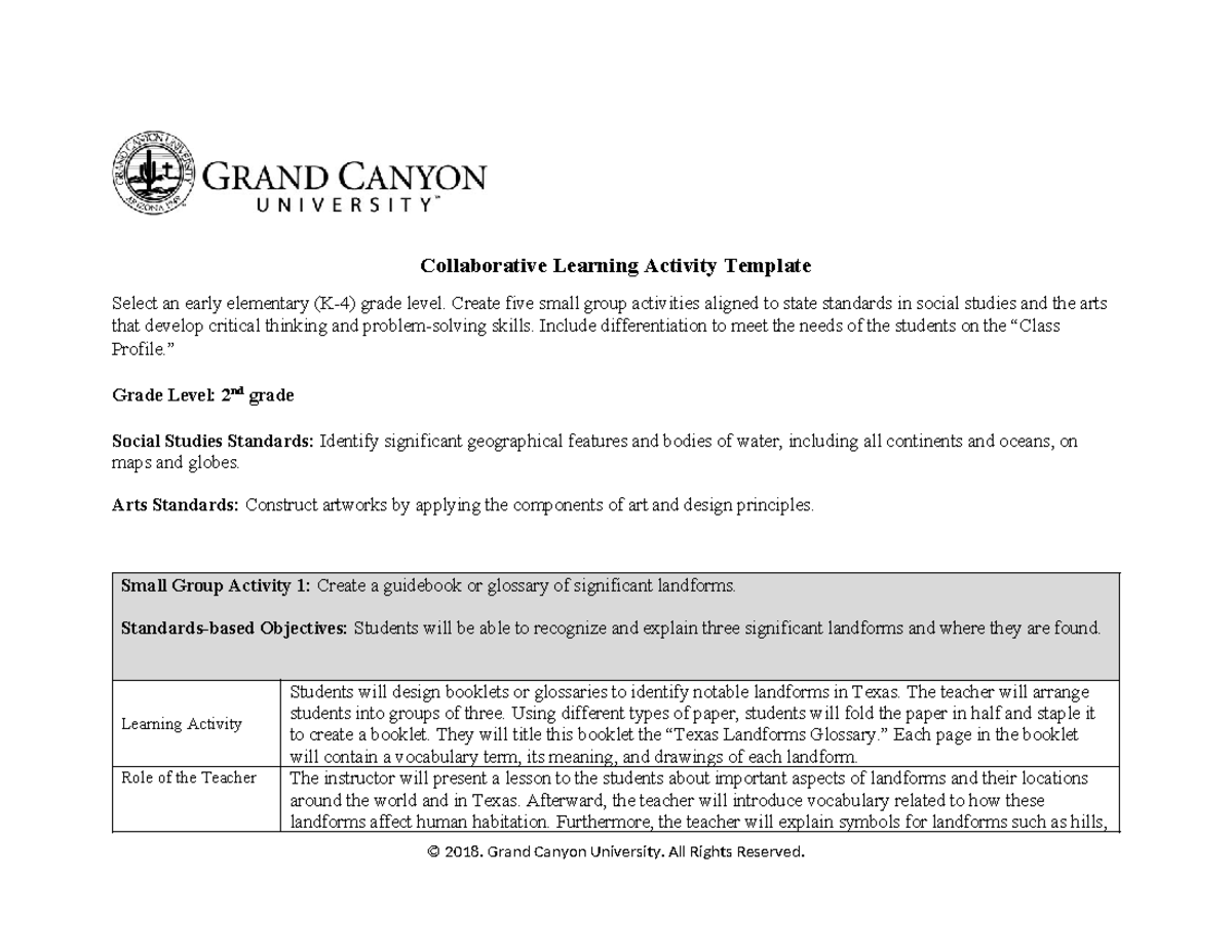 ELM 351 D T5: Collaborative Learning Activities for 2nd Grade Social ...