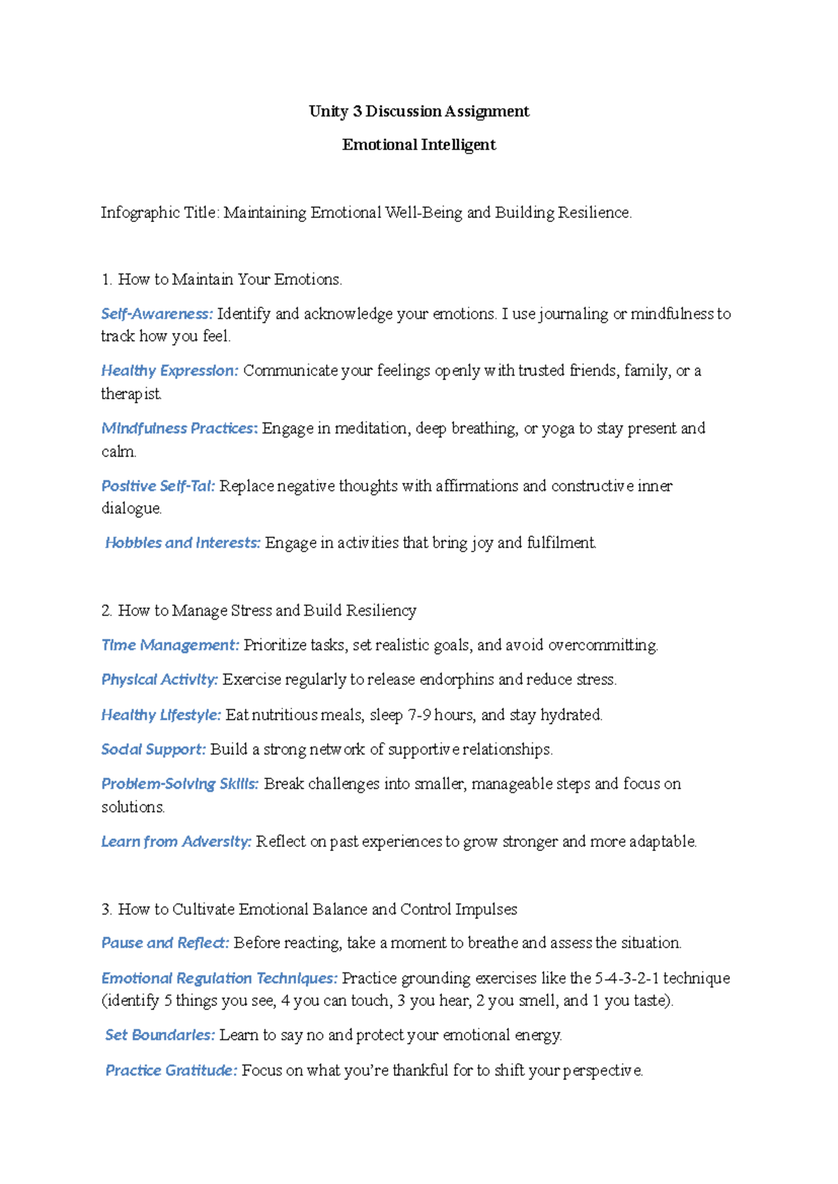 Unity 3 Discussion Assignment - Unity 3 Discussion Assignment Emotional ...