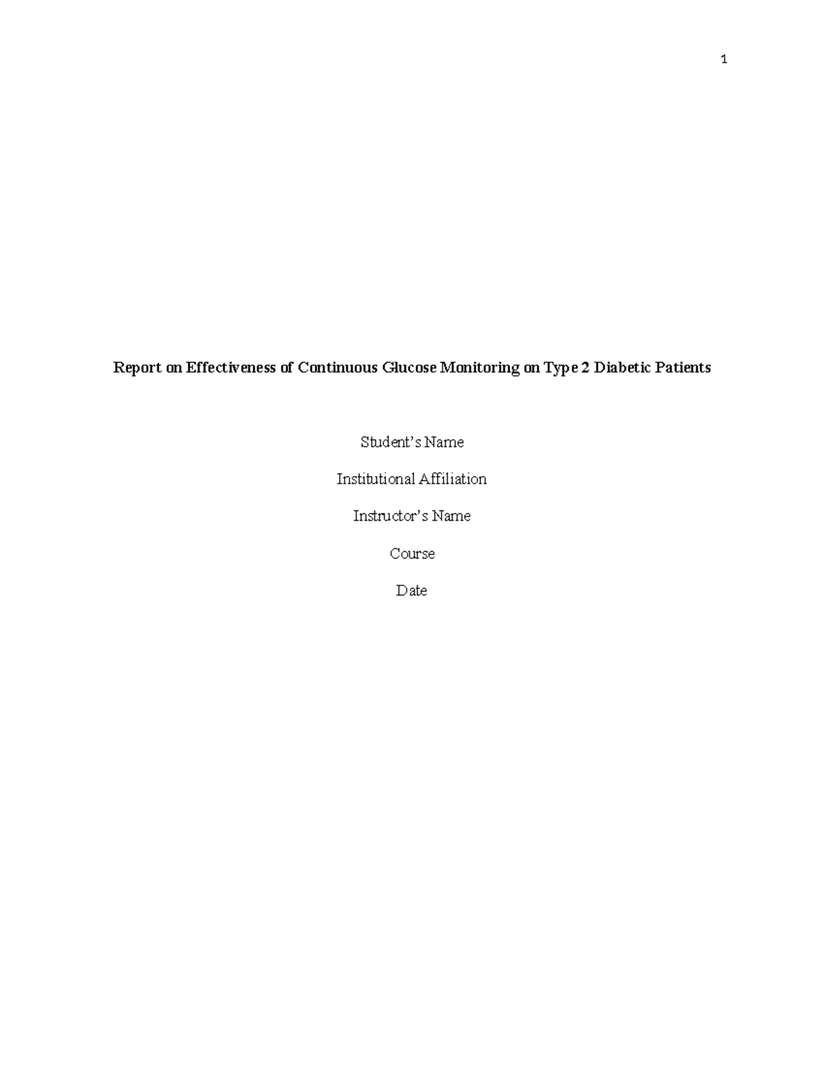 Effectiveness of Continuous Glucose Monitoring in T2D Patients: A ...