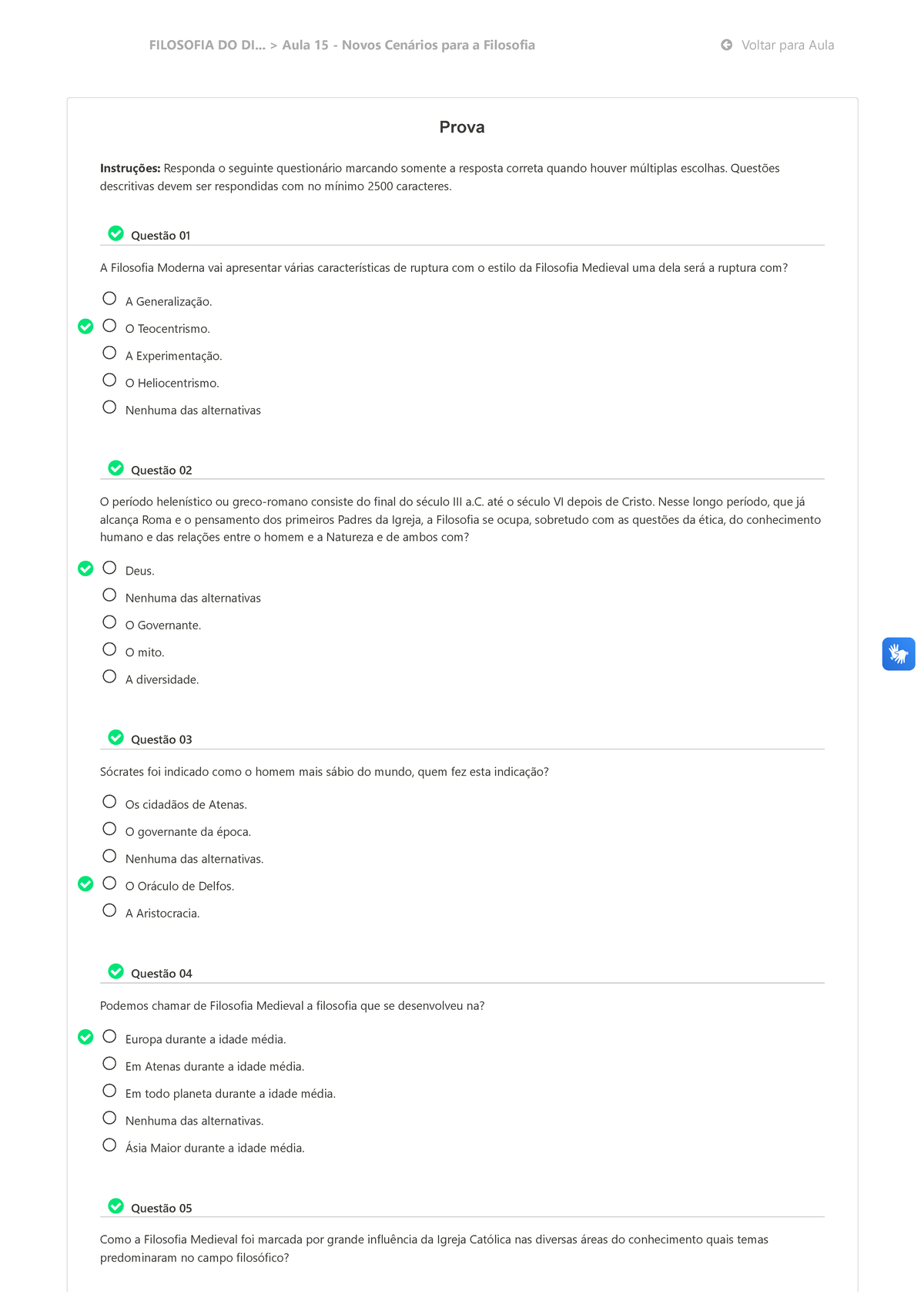 FILOSOFIA DO DI... Aula 15 - Prova sobre Novos Cenários na Filosofia ...