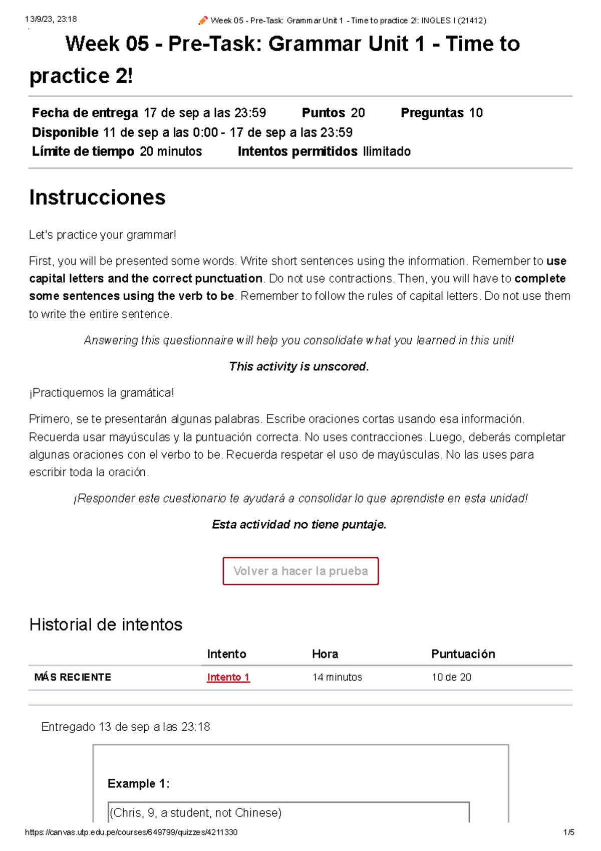 ️ Week 05 - Pre-Task Grammar Unit 1: Practice 2 Ingles I (21412) - Studocu