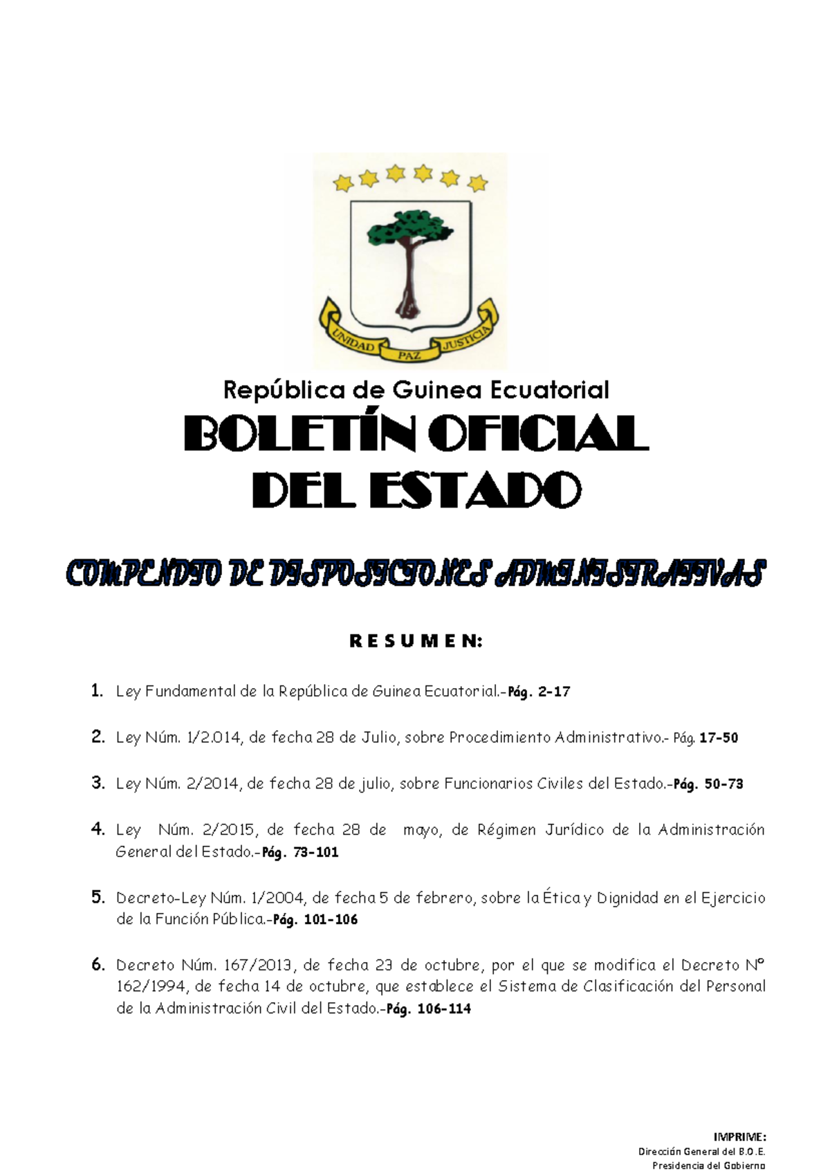 Normativa Administrativa de Guinea Ecuatorial - Resumen y Leyes - Document Preview