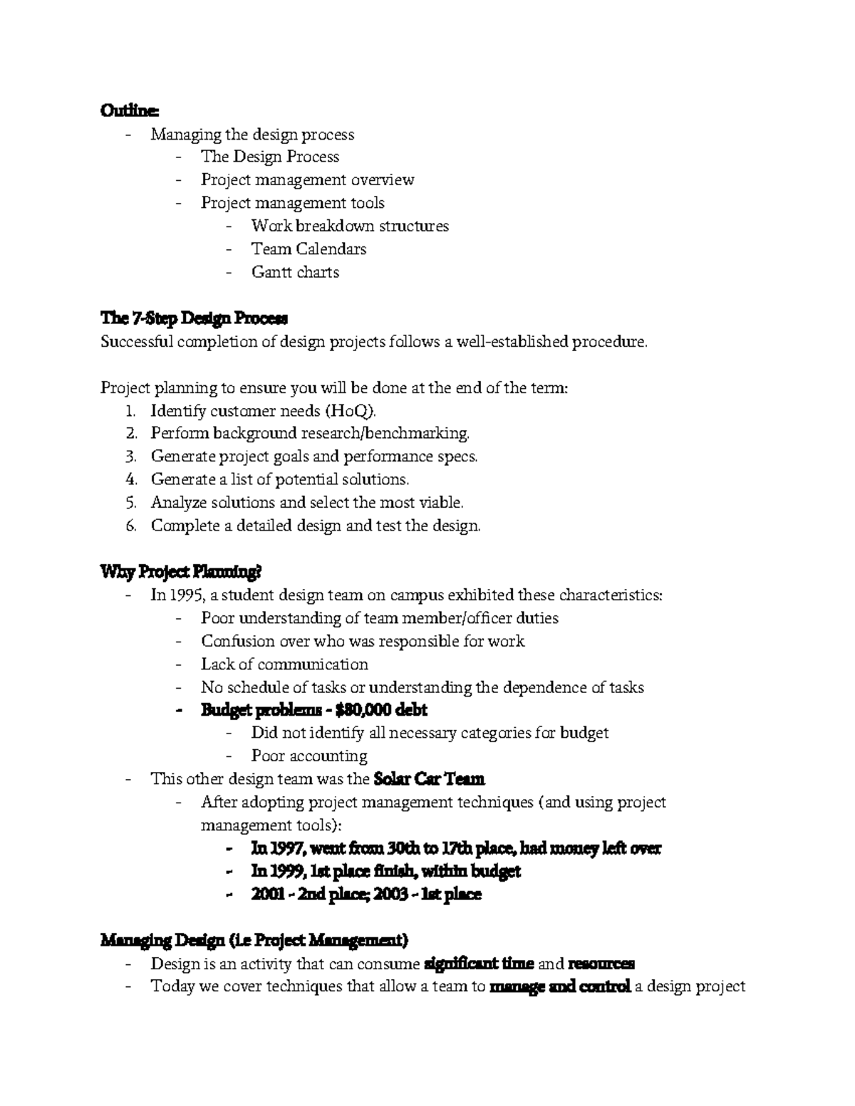 Lecture 1 - Understanding the Design Process & Project Management - Studocu