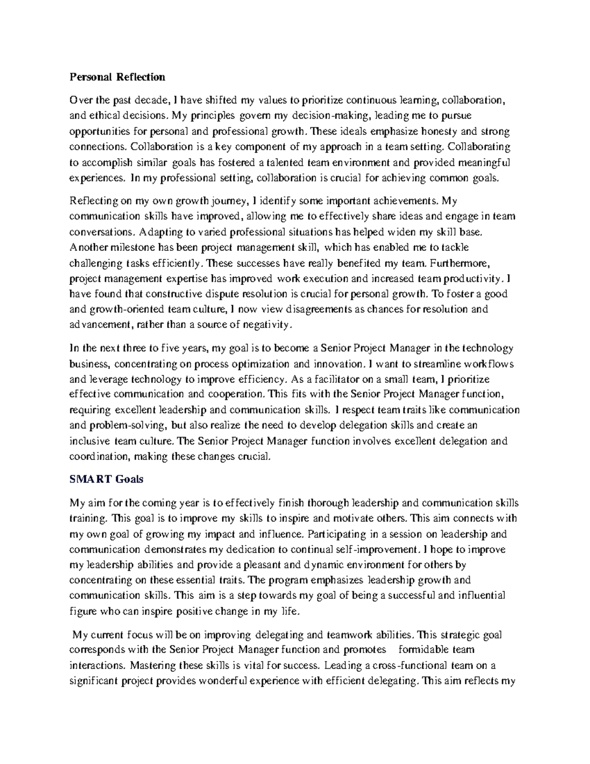 Project One: Personal & Prof. Dev. Plan (3-2) - Reflection & Growth ...