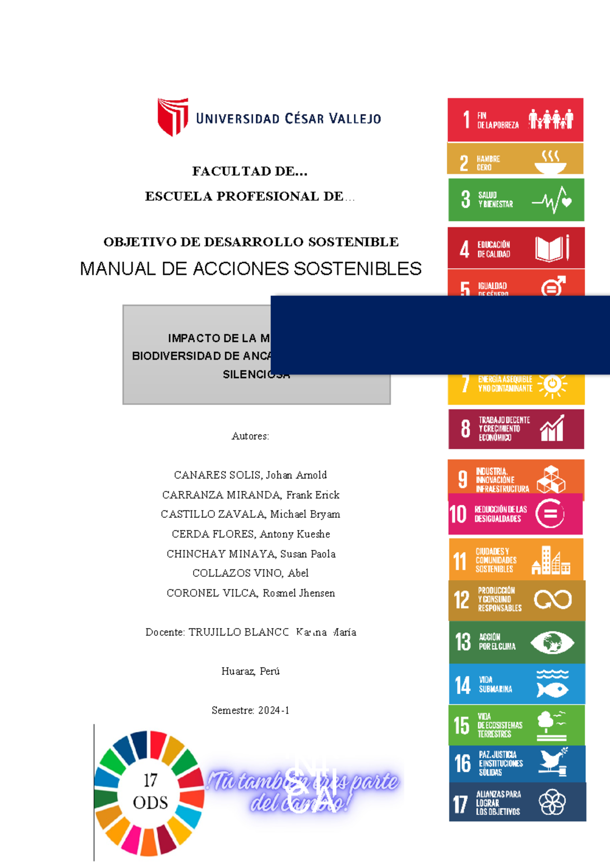Manual de acciones sostenibles ODS - FACULTAD DE... ESCUELA PROFESIONAL ...