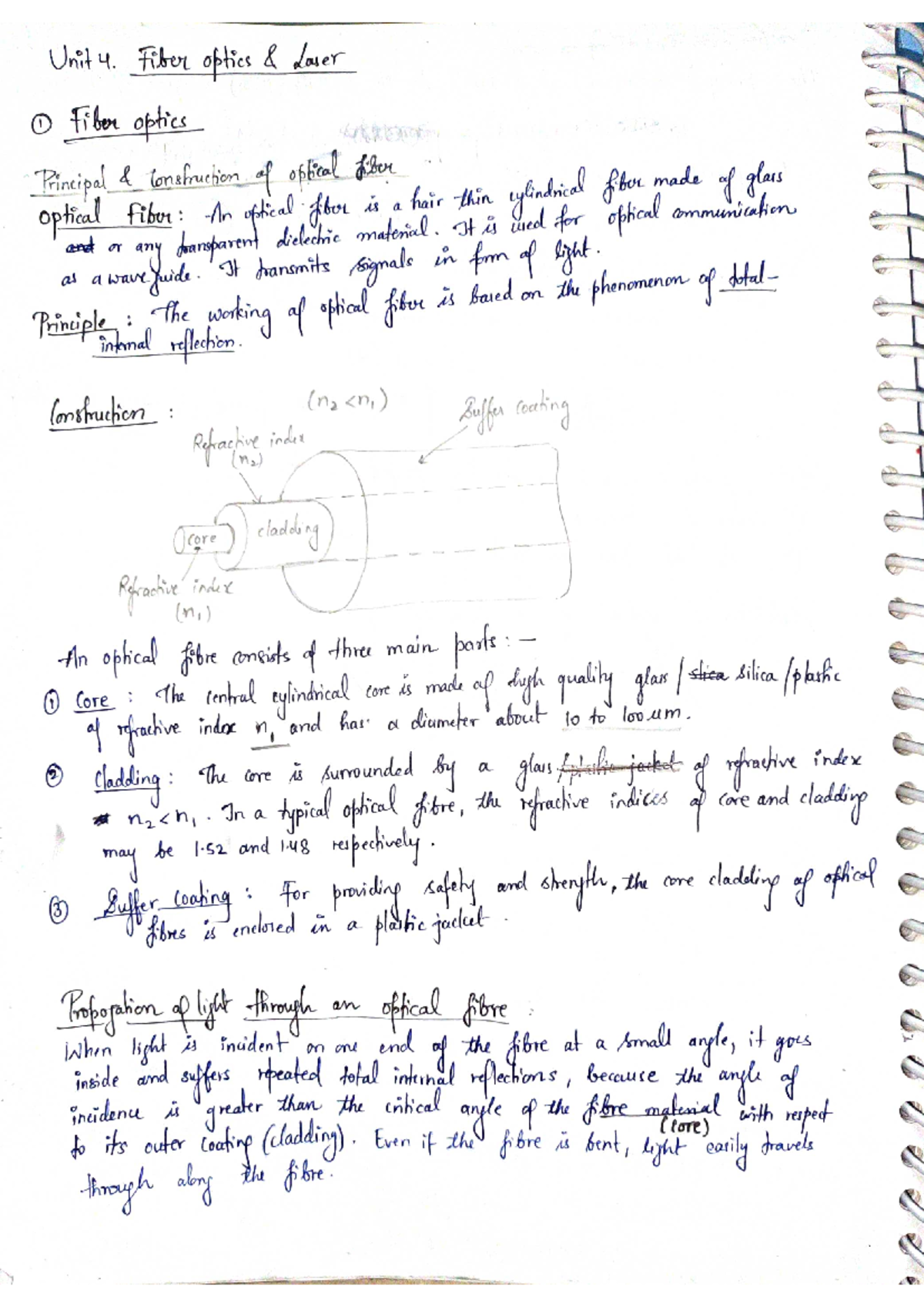 Unit-4: Comprehensive Overview of Fiber Optics in Physics - Studocu
