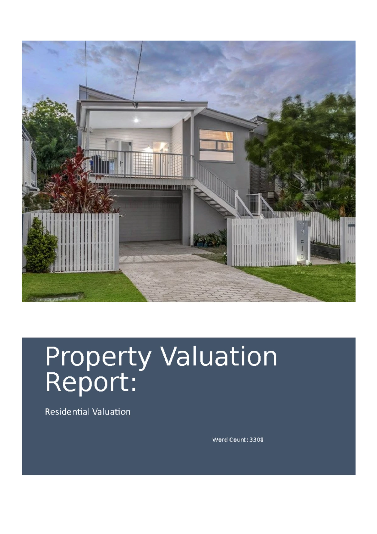 Task Sheet Ass 1: Residential Property Valuation Report Guidelines ...