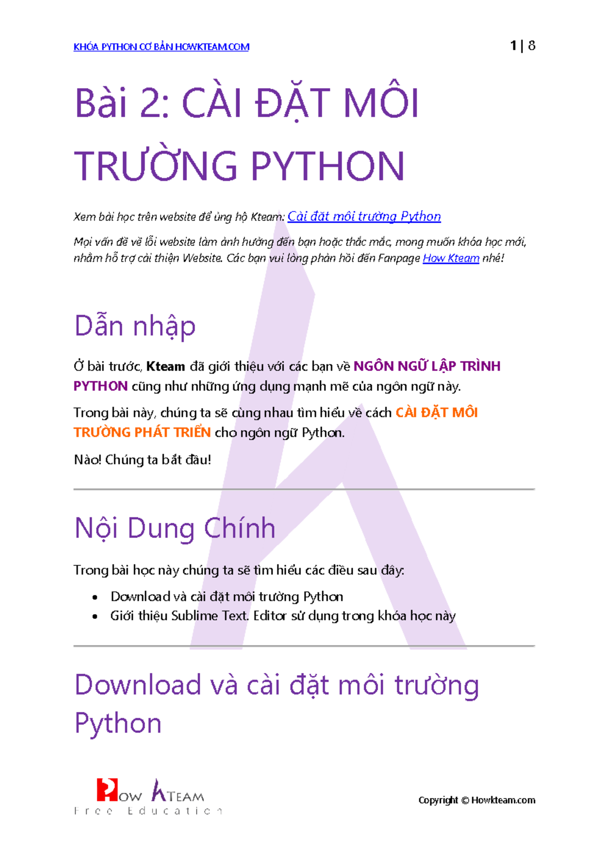 Bài 2 Cài đặt môi trường phát triển Python Howkteam - Bài 2: CÀI ĐẶT ...