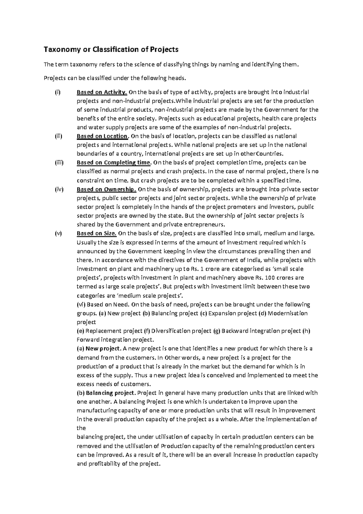 Classification of Projects: Taxonomy and Types Explained - Studocu