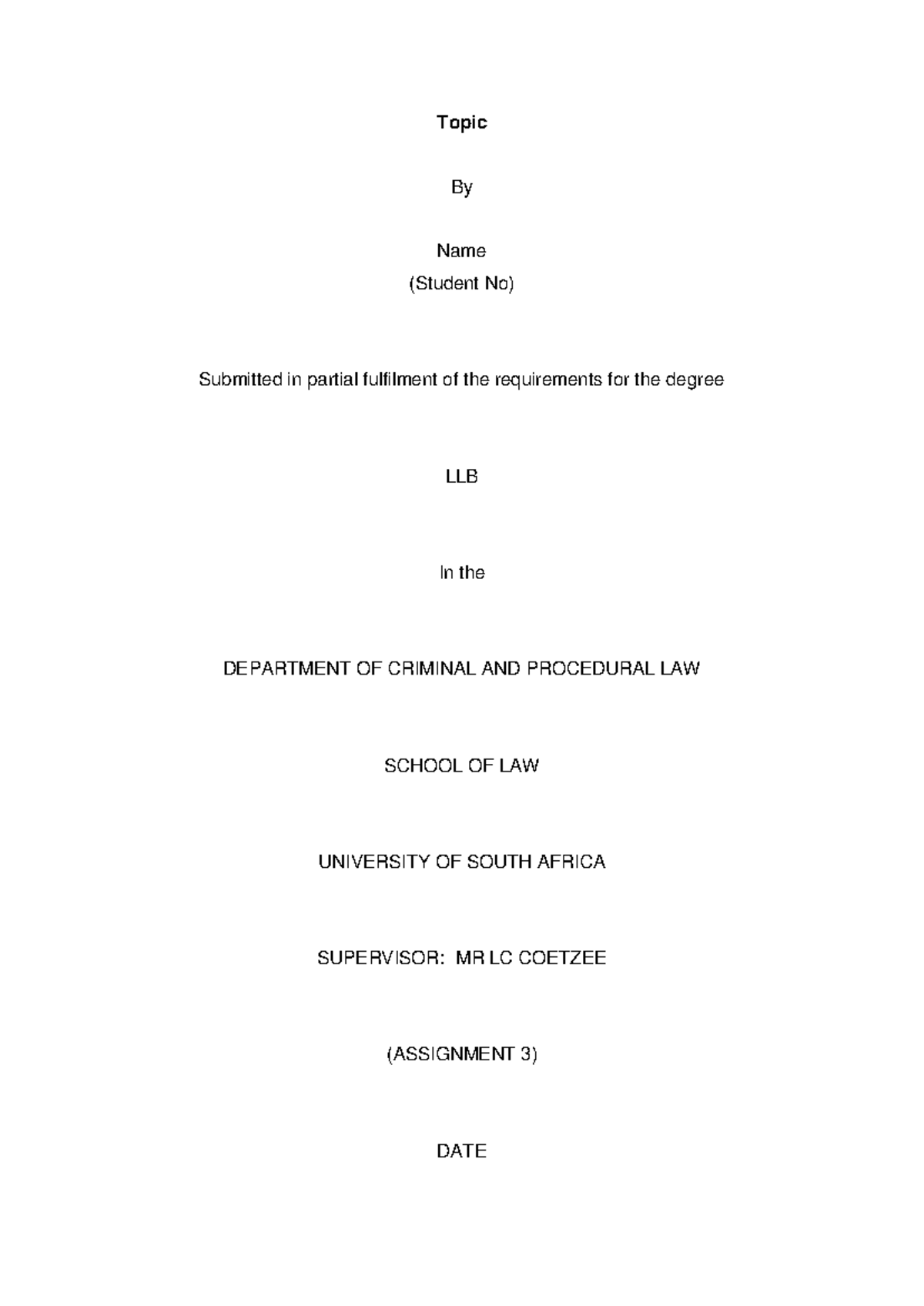 RRLLB81 Assignment - BARE Structure - Topic By Name (Student No ...