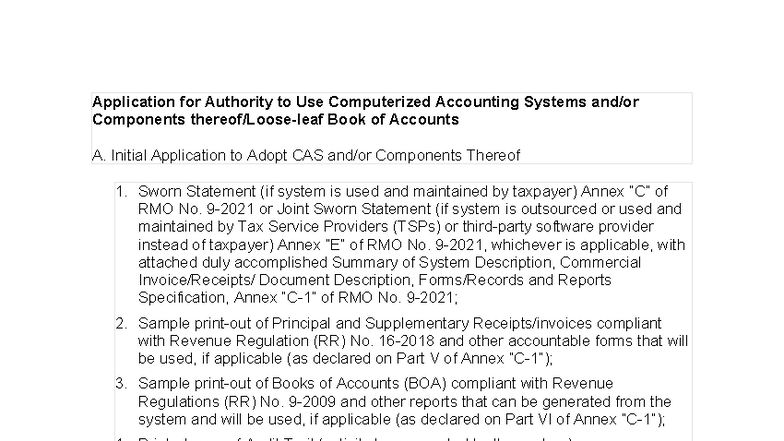 Application for Authority to Use CAS Components - Initial Submission ...