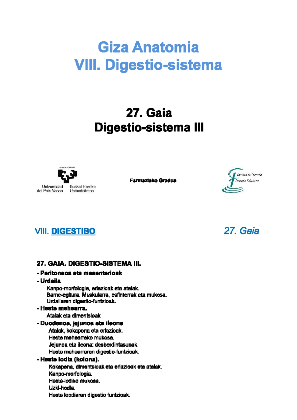 Biology 101: Digestive System Overview and Functions Notes - Studocu