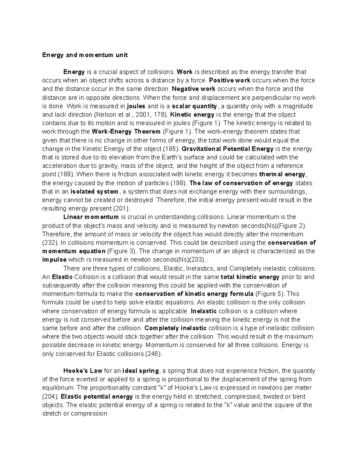 Energy and Momentum Notes (Units 1 & 2) - Physics Study Guide - Studocu