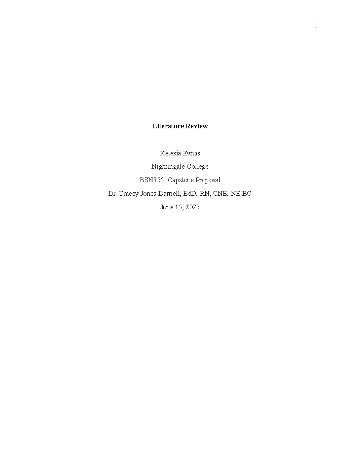BSN355: Capstone Proposal Literature Review on Fall Prevention in LTC ...