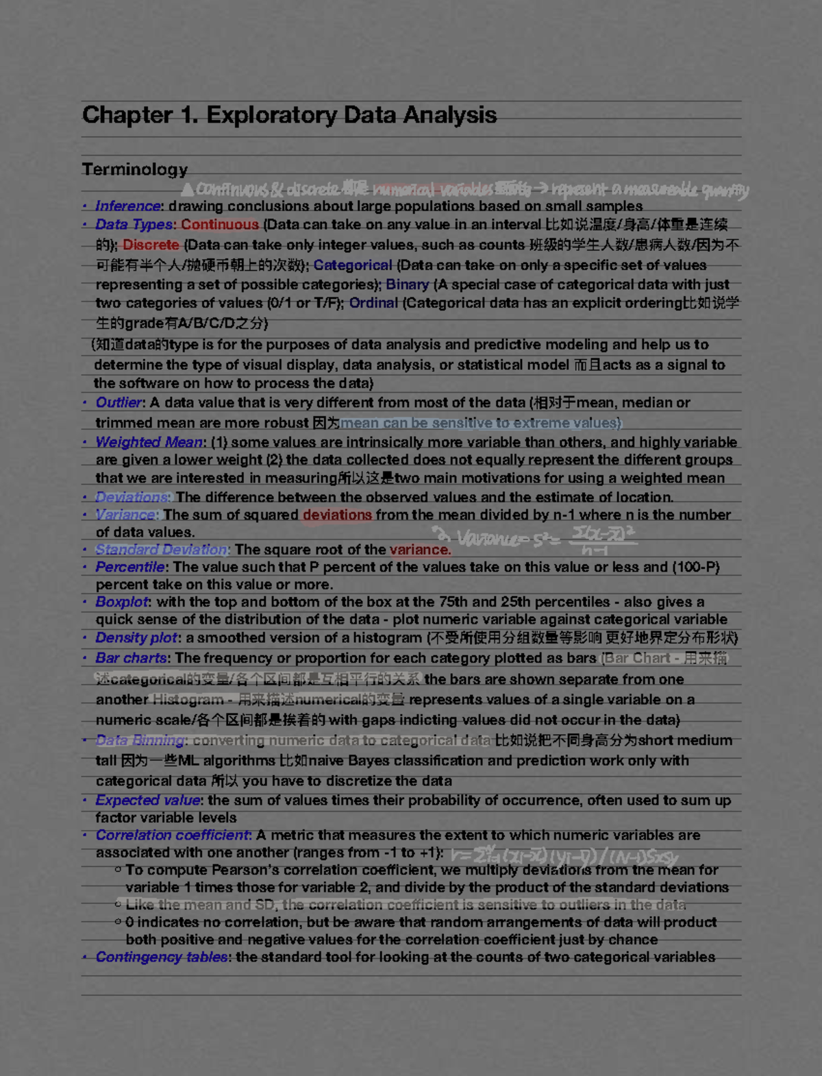 Chapter 1-7 summary notes on exploratory data analysis and machine ...