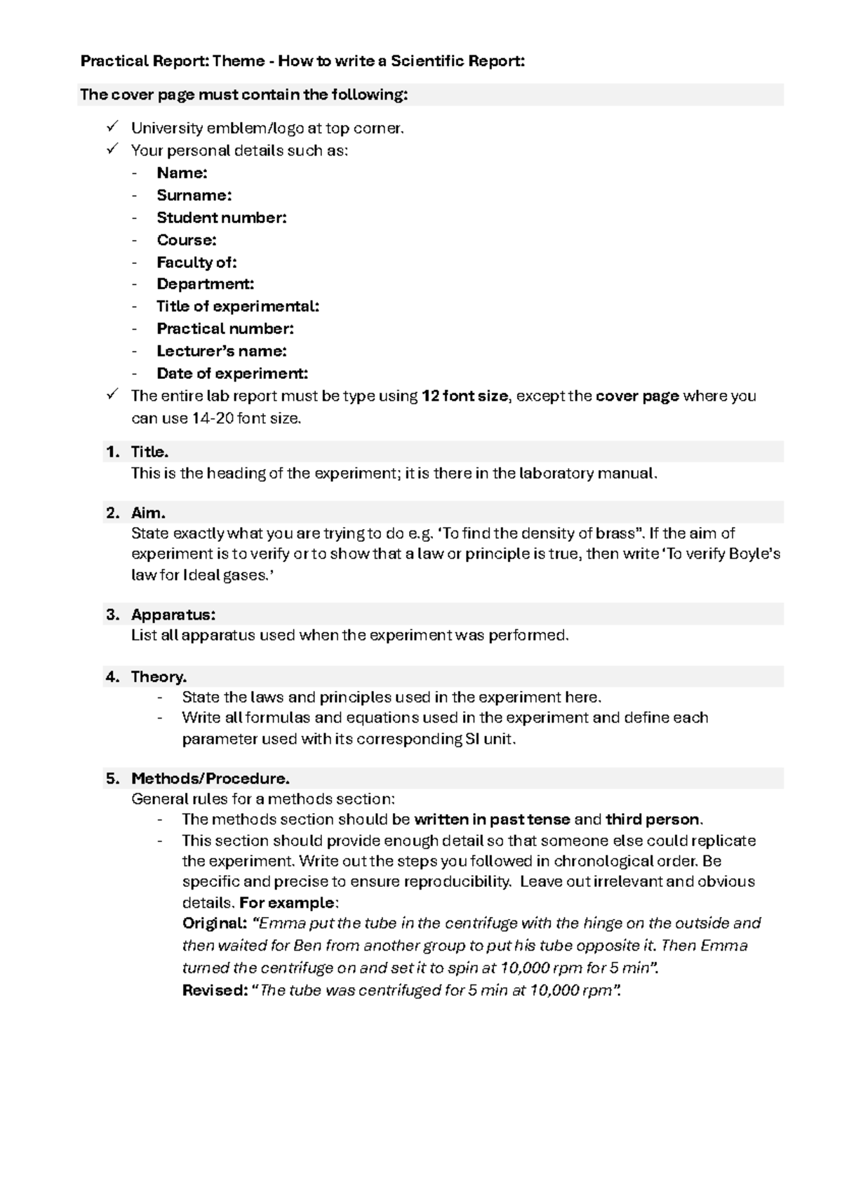 Practical Report Guide: Writing a Scientific Report - Studocu