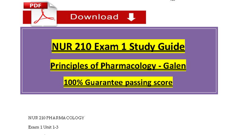 NUR 210 Exam 1 Study Guide: Principles of Pharmacology Notes - Studocu