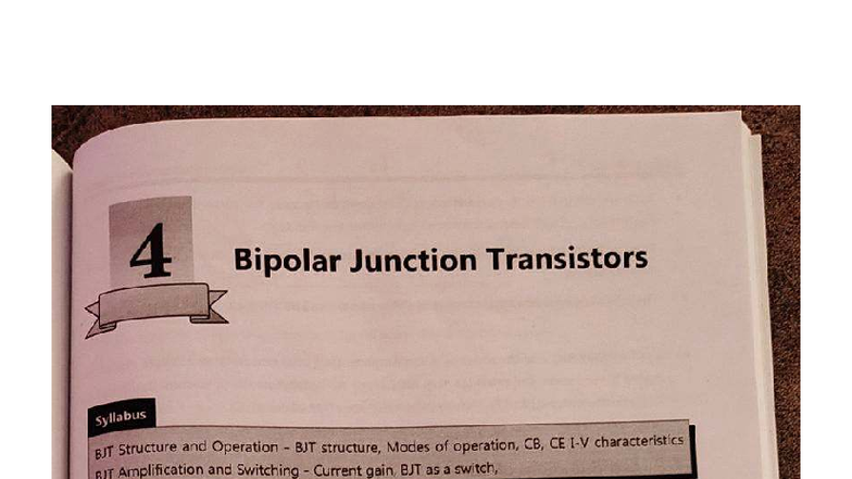BJT Structure and Operation: Syllabus for EE 101 - Studocu