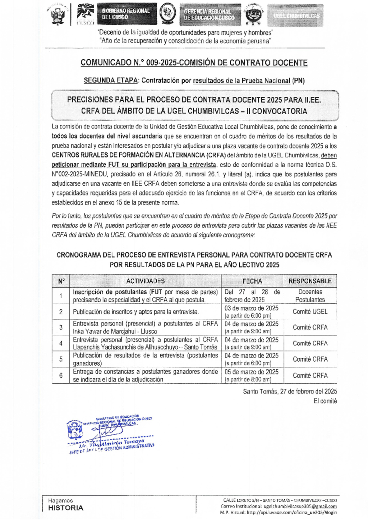 Novena- Convocatoria-CRFA - GOBIERNO REGIONAL GERENCIA REGIONAL DEL ...