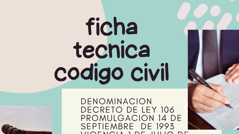 Ficha Técnica del Código Civil - Decreto Ley 106 (1993) - Studocu