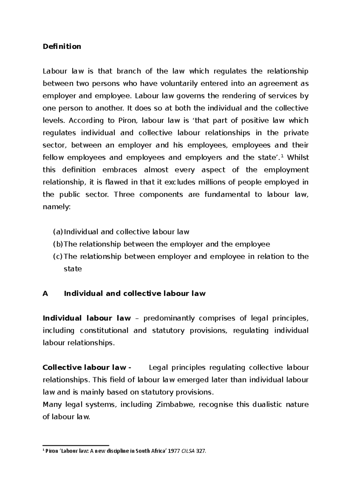 Revised Labour Law Notes: Understanding Employment Relations - Studocu