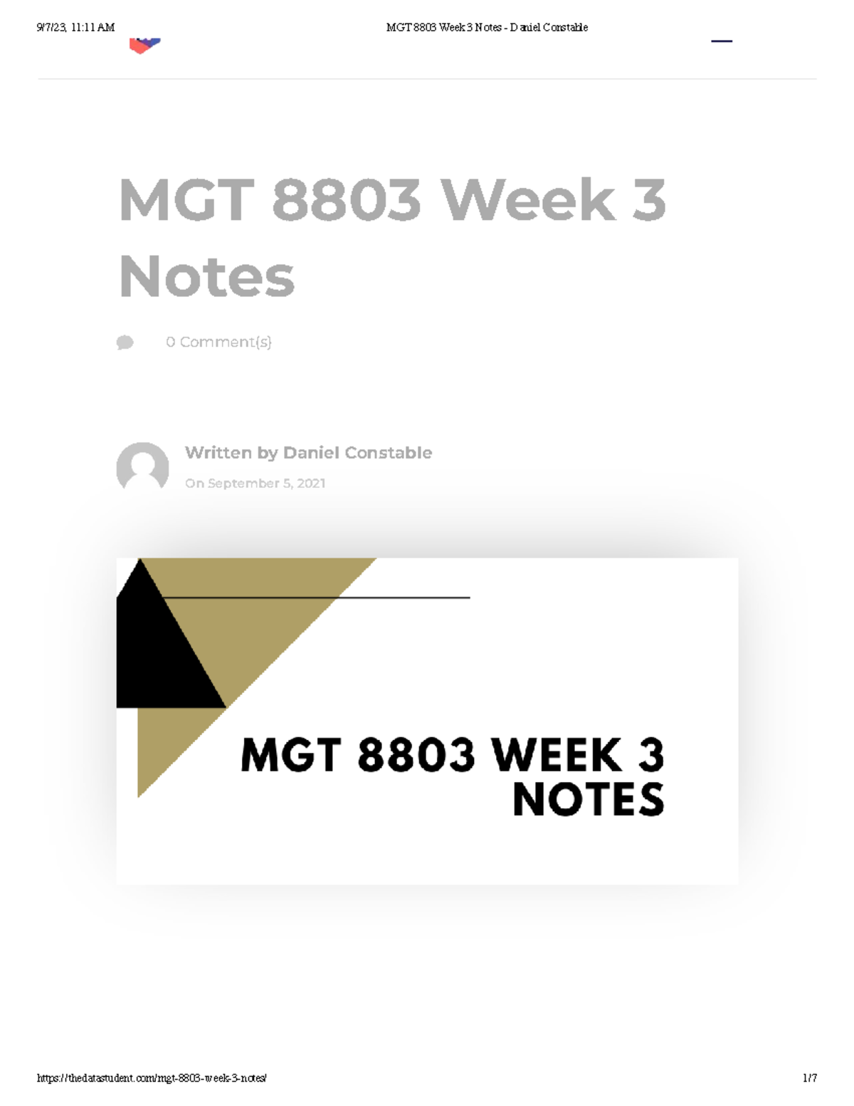 MGT 8803 Week 3 Notes: Understanding Financial Ratios and Analysis ...