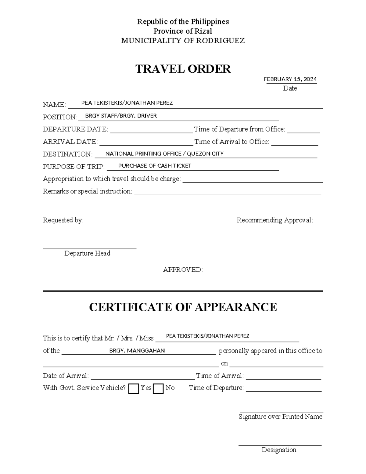 Travel order sample | Mapsru.com
