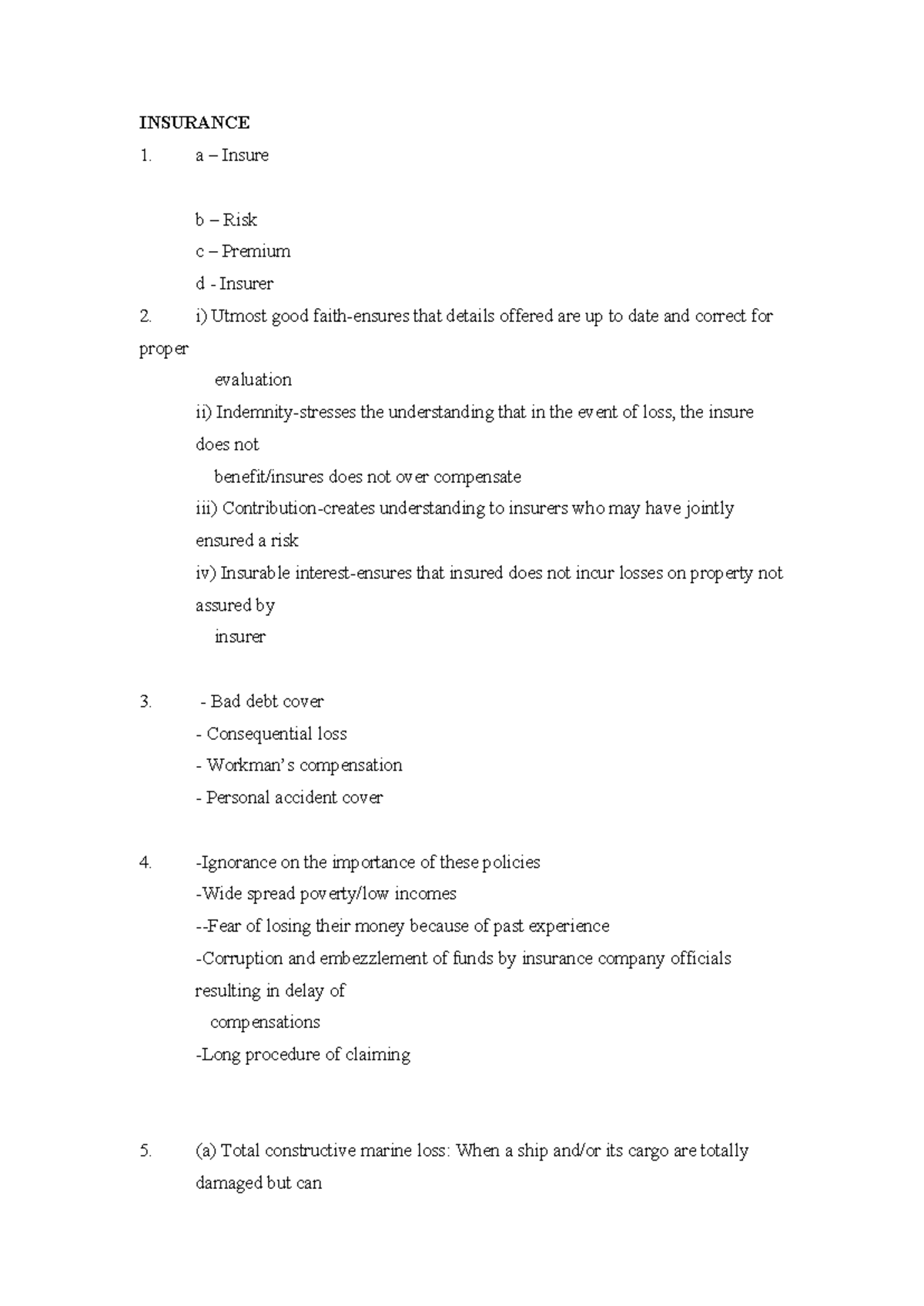 Insurance 1: Key Concepts and Principles Summary - Studocu