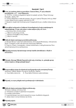 Historia Klasa 4 Wsip Sprawdziany W Czasach Niewoli