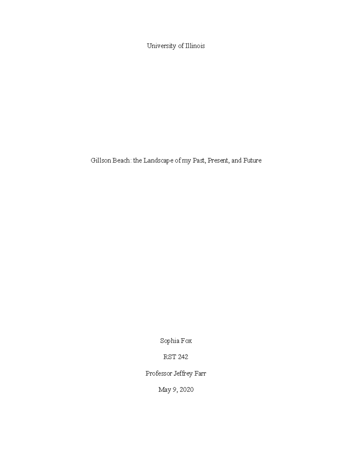 Rst environmental autobiography - University of Illinois Gillson Beach ...