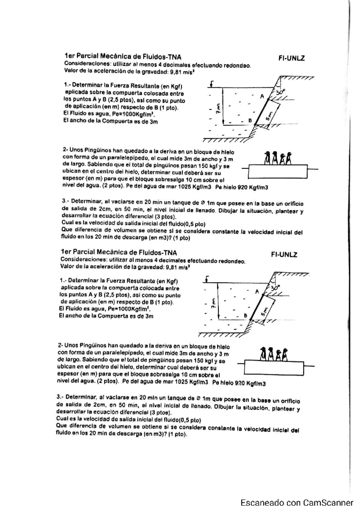 1er Parcial de Mecánica: Fuerzas, Fluidos y Ecuaciones Diferenciales - Document Preview