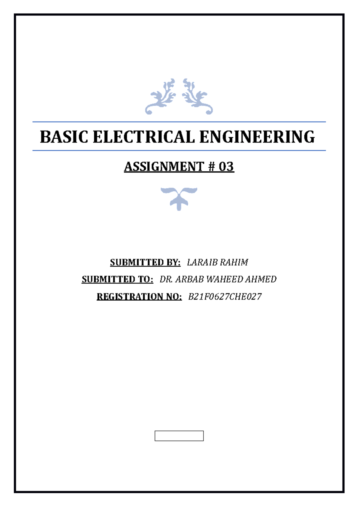 Basic electrical engineering - BASIC ELECTRICAL ENGINEERING ASSIGNMENT ...