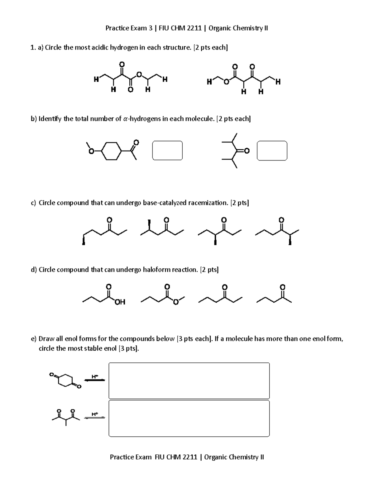 Organic Chemistry Structures Practice