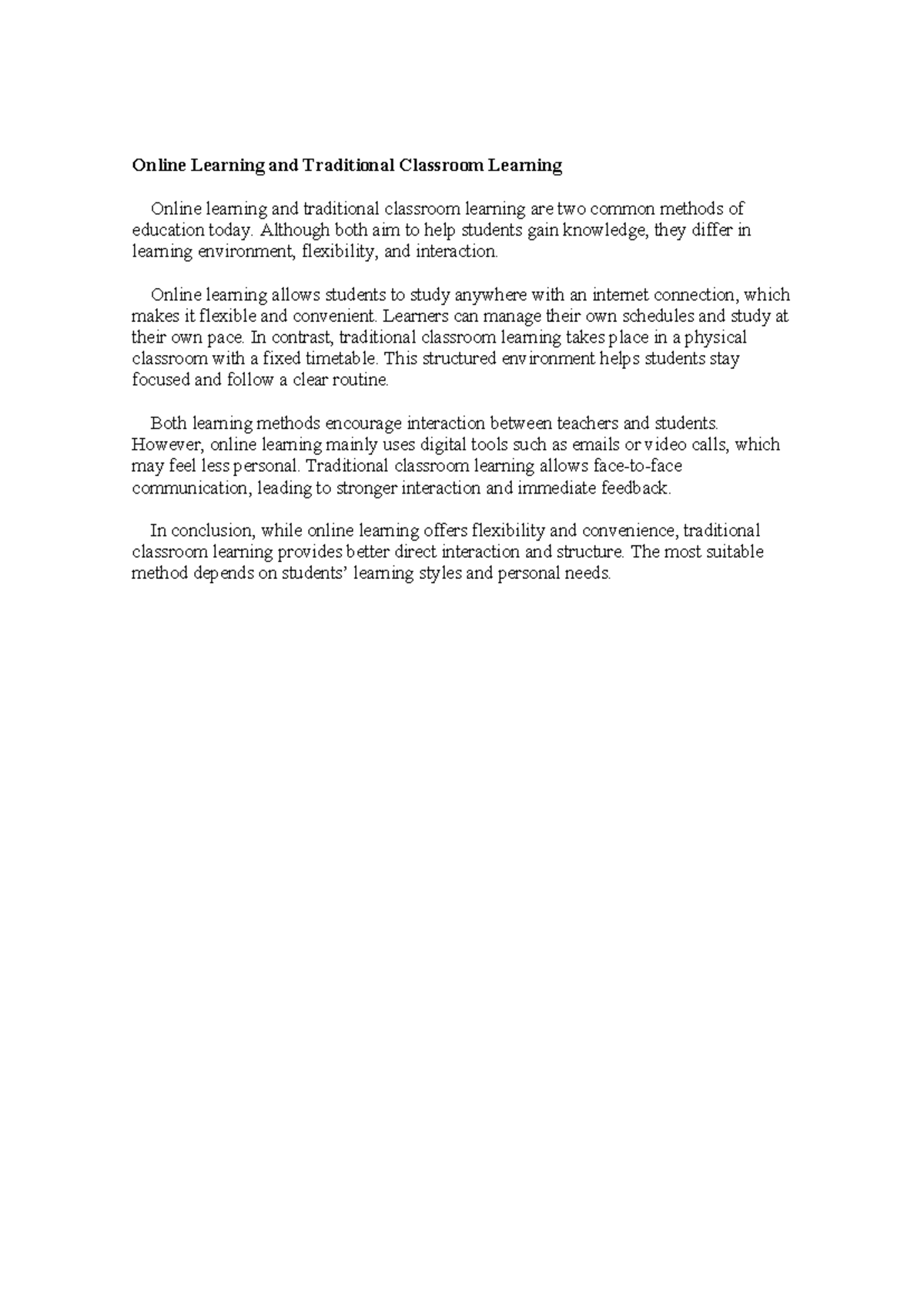 Comparative Study of Online Learning vs. Traditional Classroom Learning ...