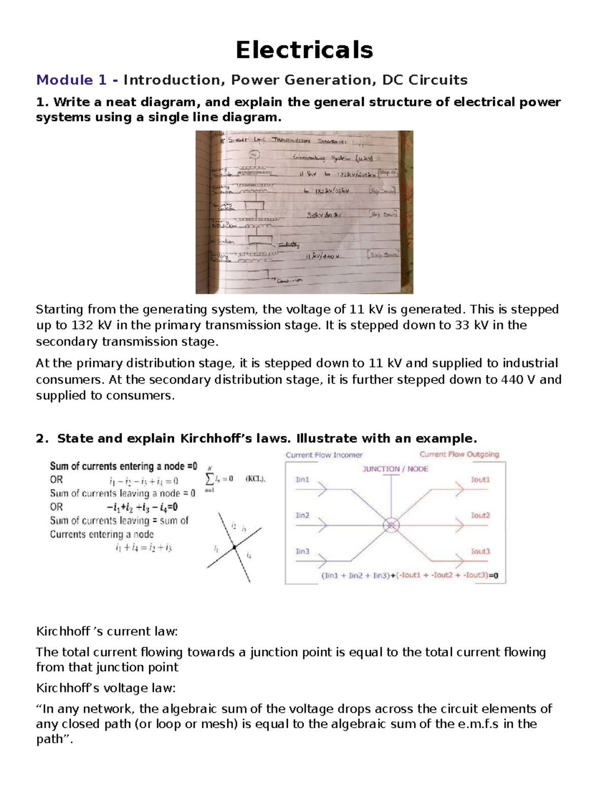 Electricals Module 1 & 2: Key Concepts in Power Systems and AC ...