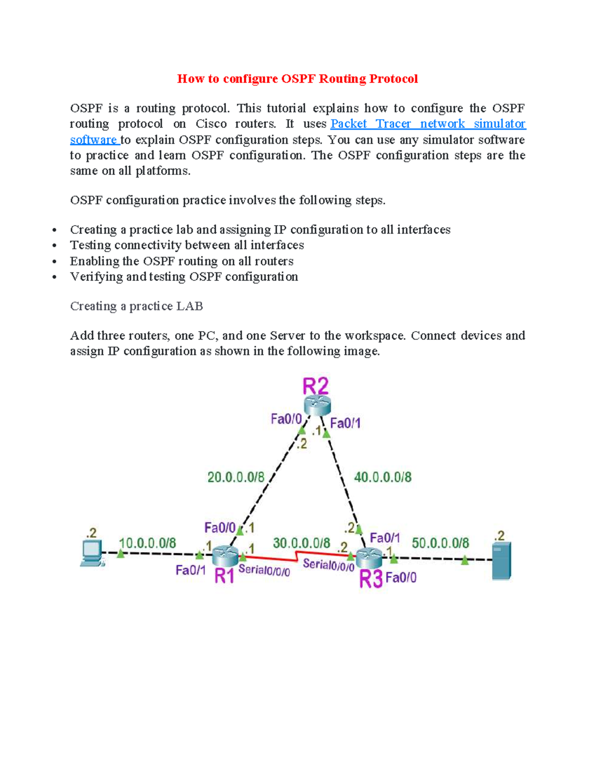 OSPF Configuration Guide for Cisco Routers: Step-by-Step Tutorial - Studocu