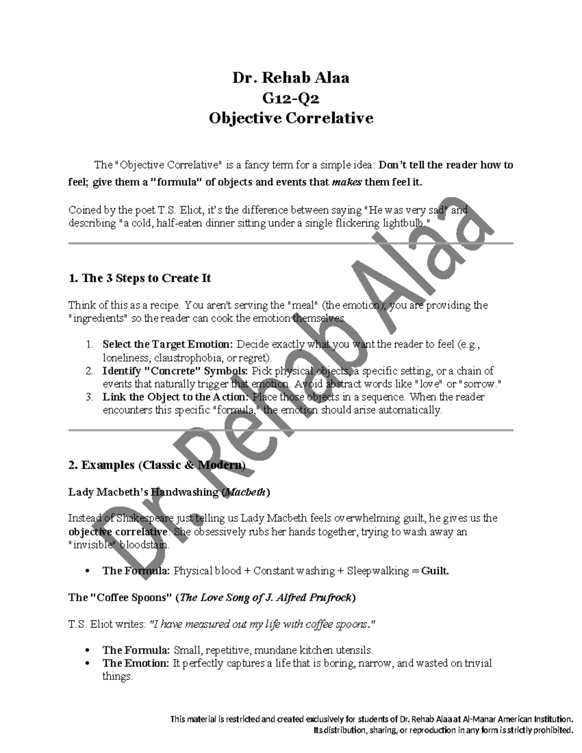 Objective Correlative: Understanding Emotion in Literature - Dr. Rehab ...