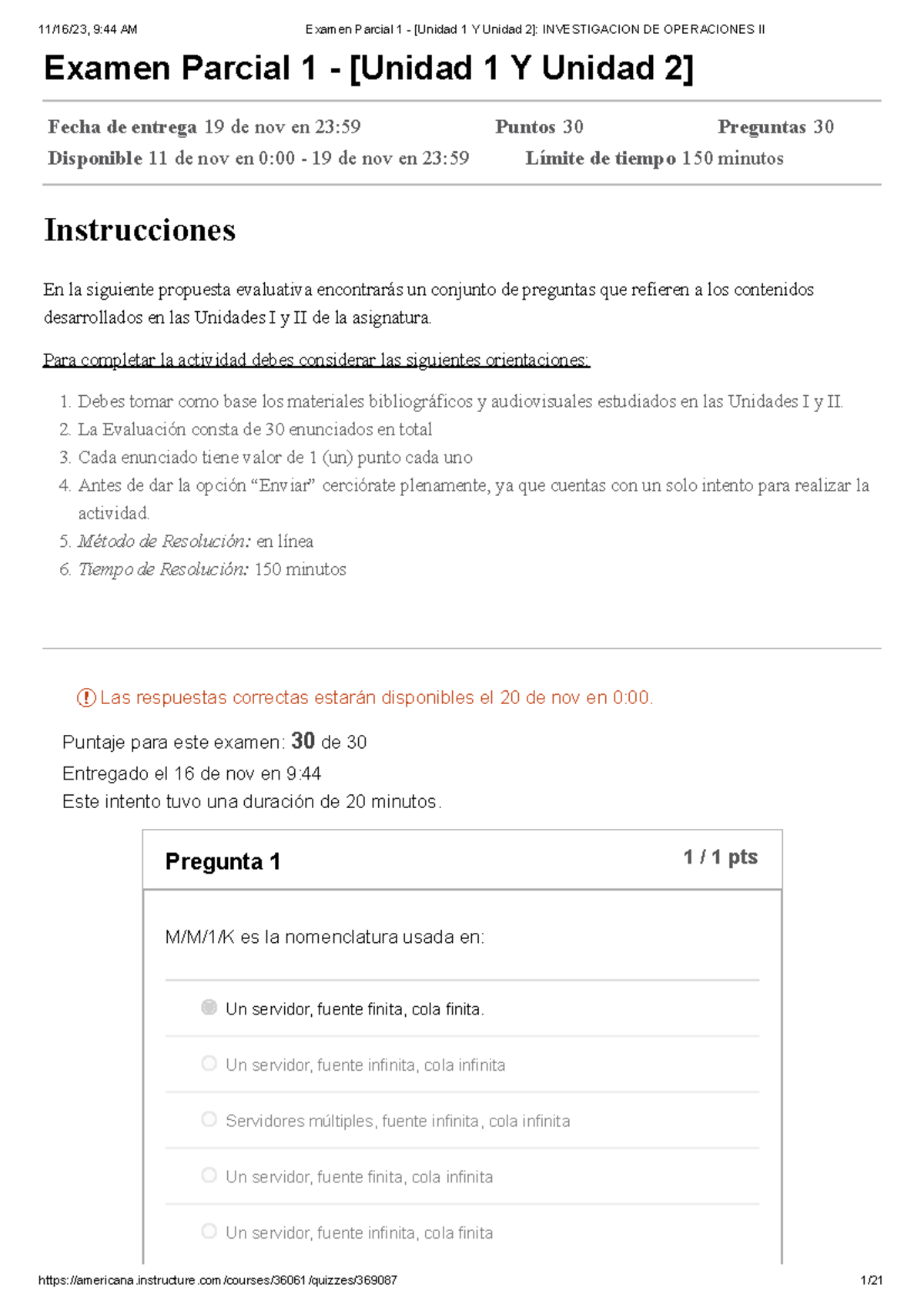 Examen Parcial 1 - Unidades I y II de Investigación de Operaciones II ...