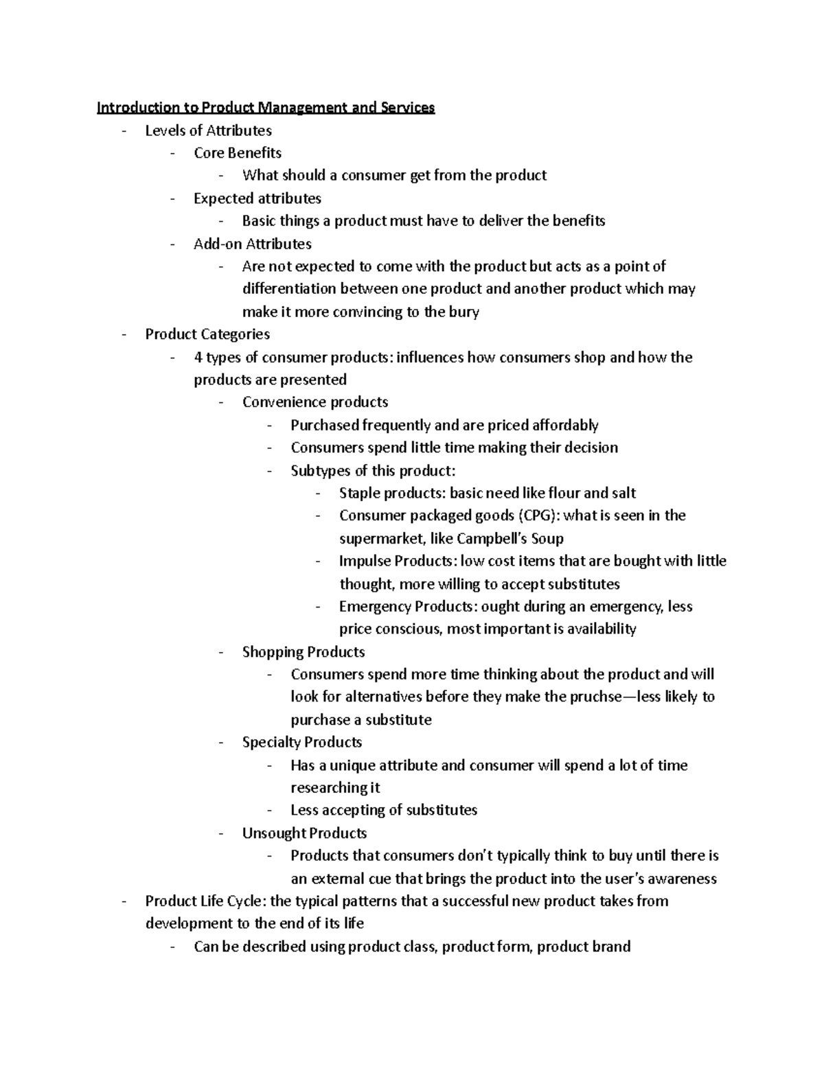 Introduction to Product Management and Services - Studocu