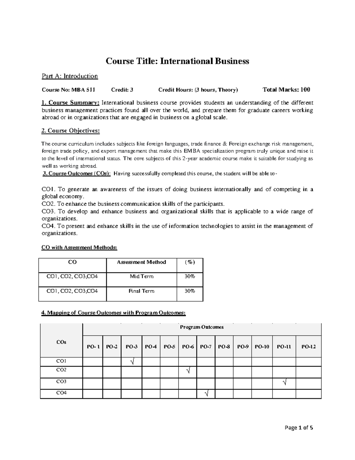 MBA 511 OBE (EMBA) - International Business Course Summary & Outline ...