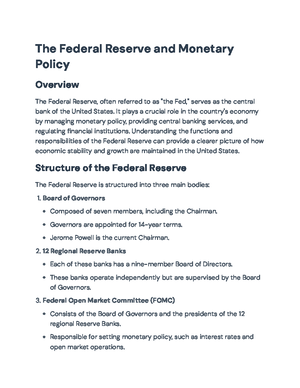 Comprehensive Guide to Monetary Policy and Federal Budget (ECON 101 ...